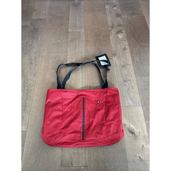 Victorinox Red Canvas Tote Bag with Black Straps Branded Swiss Army Makers - Picture 1 of 4